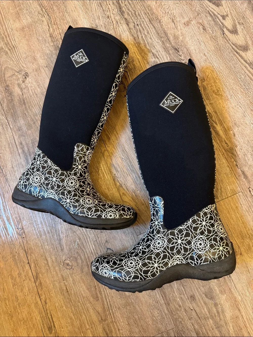 Muck Boot Company Women's Black & White Patterned Tall Waterproof Boots